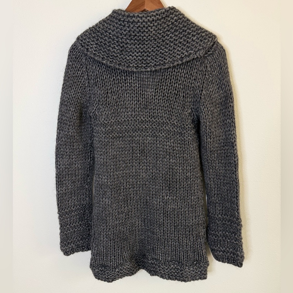 Berretti Italy Alpaca Wool Chunky Knit Cardigan Shawl Collar Gray S - Picture 2 of 12